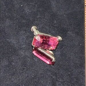 Antique Sterling Silver & Pink Tourmaline screwback earrings